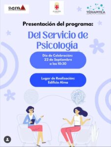Cartel del servicio de psicología proporcionado por AEMA Almería