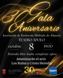 Fotografía de la gala del 30 aniversario de AEMA en el Teatro Apolo de Almería
